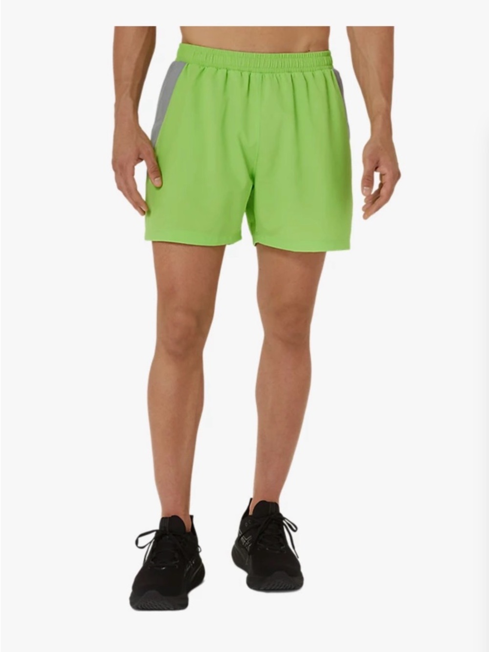 Asics Mens 5” PR Lyte Running Gym Active Shorts Neon Green size Medium NWT$32 - Picture 2 of 9